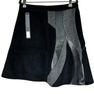 Lie Sangbong Black Mini Skirt Women's EU 40 US 8 Black Wool Cashmere Shell